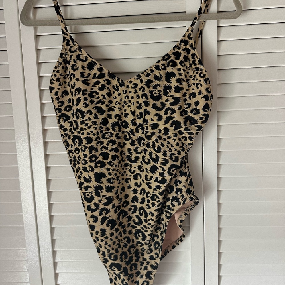 J. Crew Beige and Navy Swimsuit